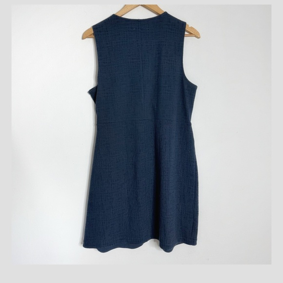Madewell Texture + Thread Dress Navy Blue Faux Wrap Side Tie Sleeveless V-Neck… - Picture 3 of 15